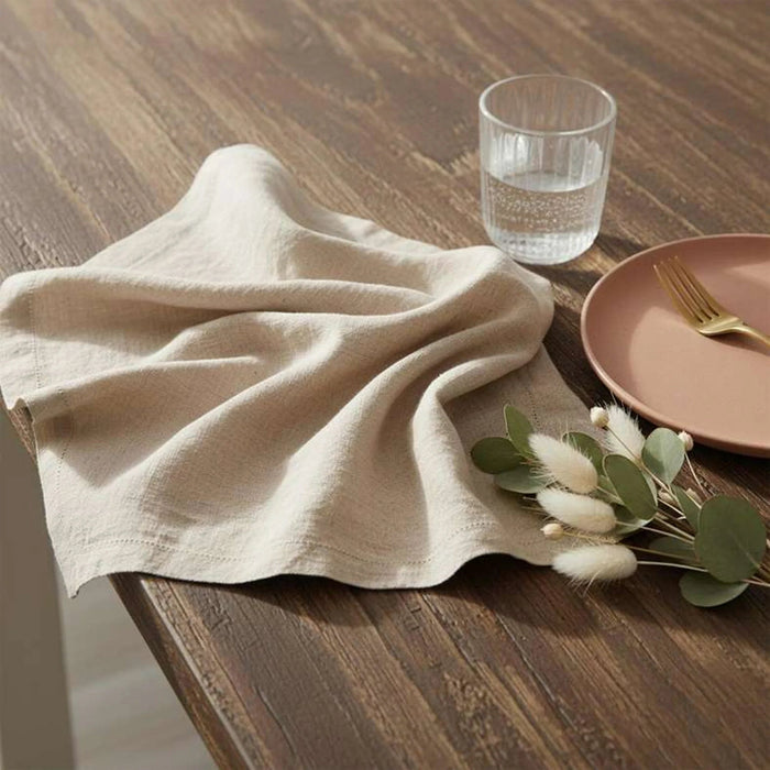 Fenix 12 Piece Cotton- Flex Faggoted Napkin Set 45X45Cm - Beige Pan Home