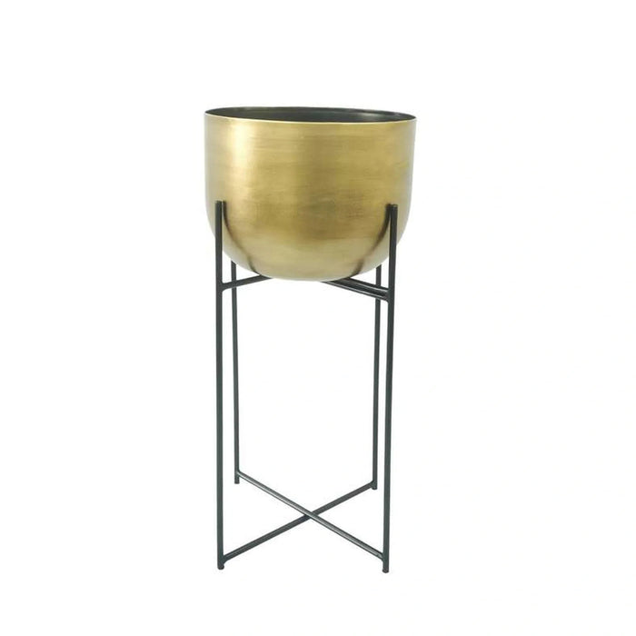 Fennel Metal Antique Planter With Stand 30X30X66Cm - Gold Pan Home