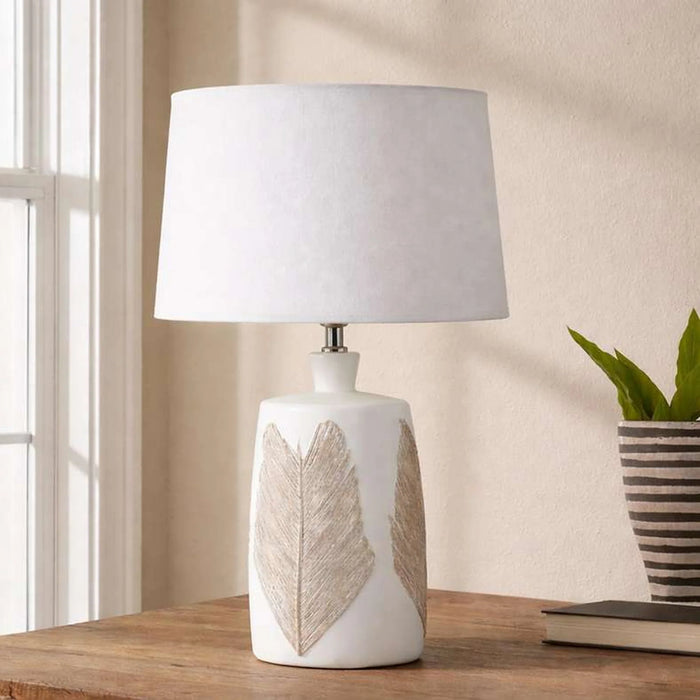 Fern E27 Polyresin Table Lamp 37X56Cm - White