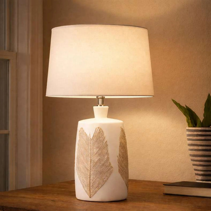 Fern E27 Polyresin Table Lamp 37X56Cm - White