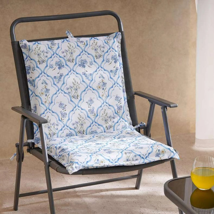 Fern Printed Water Repellant Outdoor Chair Pad 45X90X5Cm - Blue