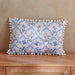Fern Printed Water Repellant Pom Pom Trimmed Outdoor Filled Cushion 50X35Cm - Blue Pan Home