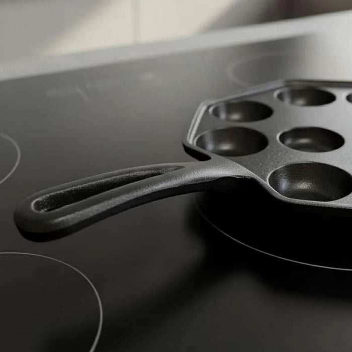 Ferric Cast Iron 12 Compartment Takoyaki/Paniyaram Pan Dia30X19X2.5Cm -Black Pan Home