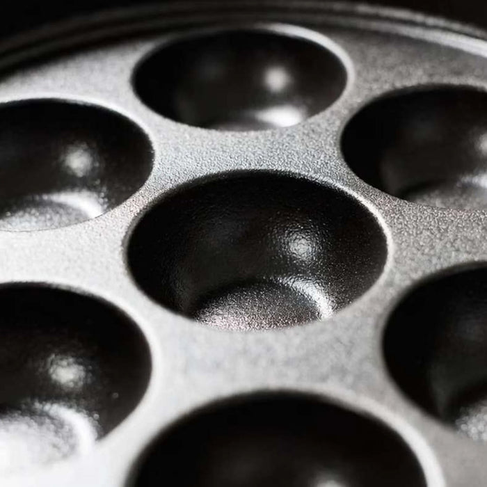 Ferric Cast Iron 12 Compartment Takoyaki/Paniyaram Pan Dia30X19X2.5Cm -Black Pan Home