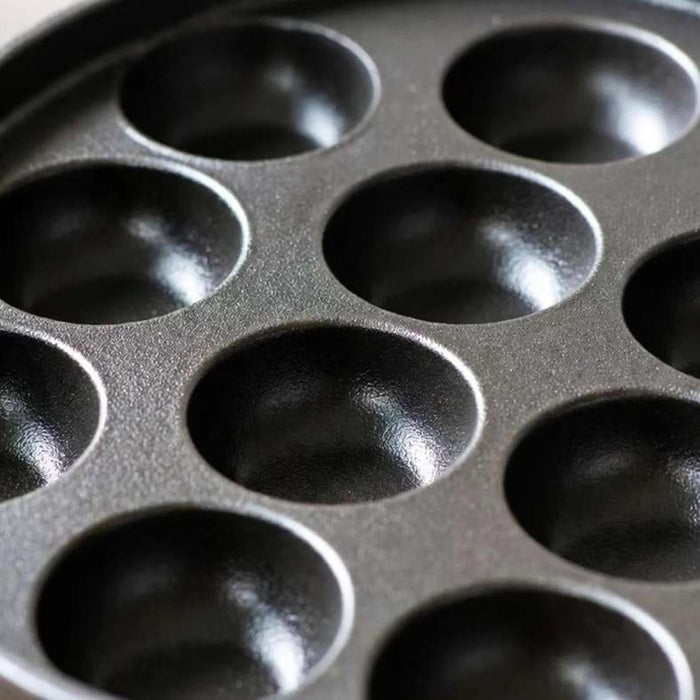 Ferric Cast Iron 15 Compartment Takoyaki/Paniyaram Pan Dia23X2.6Cm -Black Pan Home