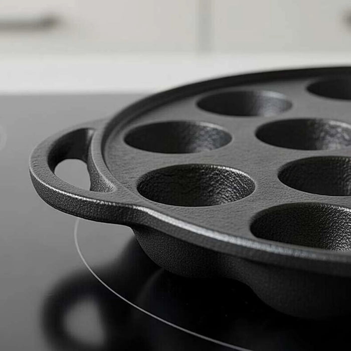 Ferric Cast Iron 15 Compartment Takoyaki/Paniyaram Pan Dia23X2.6Cm -Black Pan Home