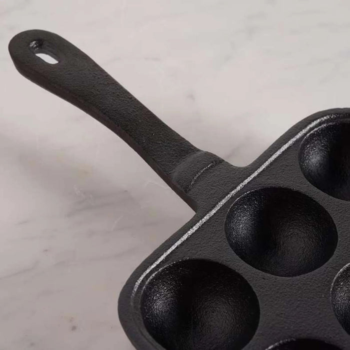 Ferric Cast Iron 9 Compartment Takoyaki/Paniyaram Pan 19X4.8Cm -Black Pan Home