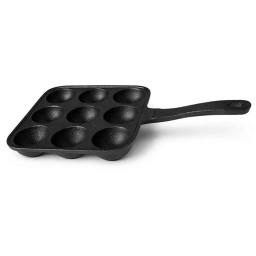 Ferric Cast Iron 9 Compartment Takoyaki/Paniyaram Pan 19X4.8Cm -Black Pan Home