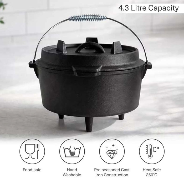 Ferric Cast Iron Barbeque Pot 4.3L -Black