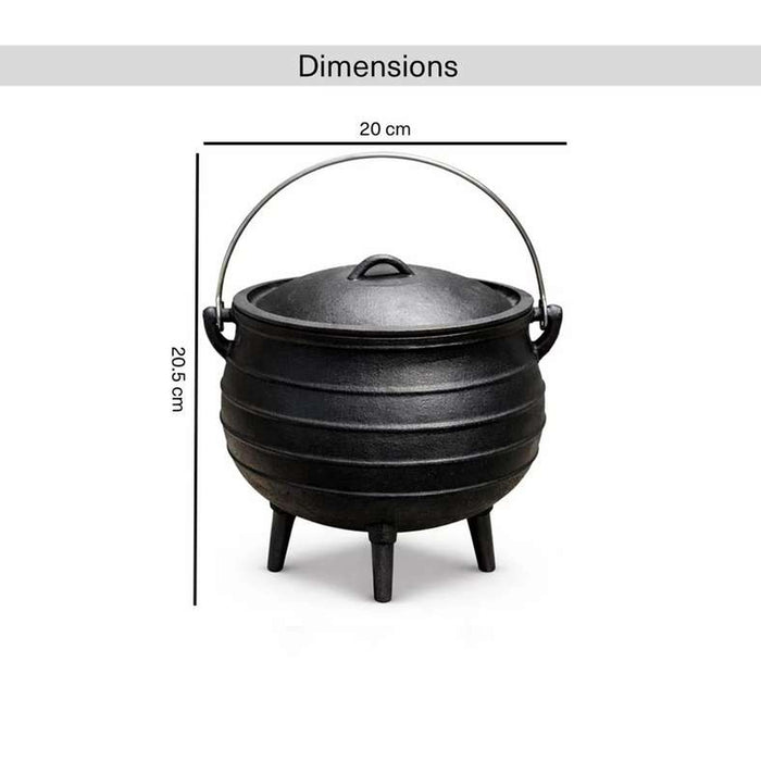Ferric Cast Iron Cauldron Pot 3L -Black