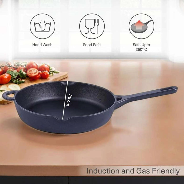 Ferric Cast Iron Fry Pan Black 26Cm Pan Home