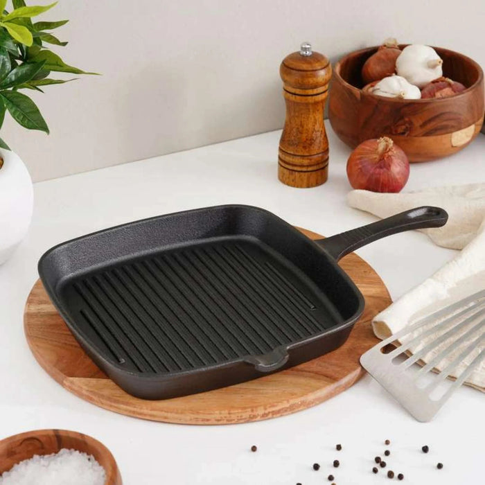 Ferric Cast Iron Grill Pan Black 24Cm Pan Home