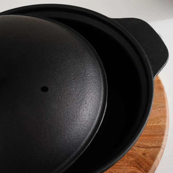 Ferric Cast Iron Kadai W/Lid Black Pan Home