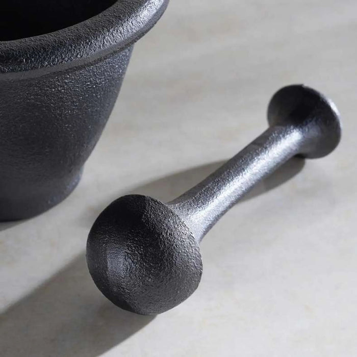 Ferric Cast Iron Mortar And Pestle Dia12.5X6Cm -Black