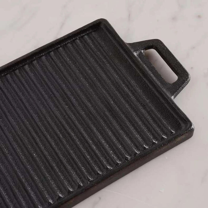 Ferric Cast Iron Rectangular Grill Plate 26X16Cm -Black Pan Home