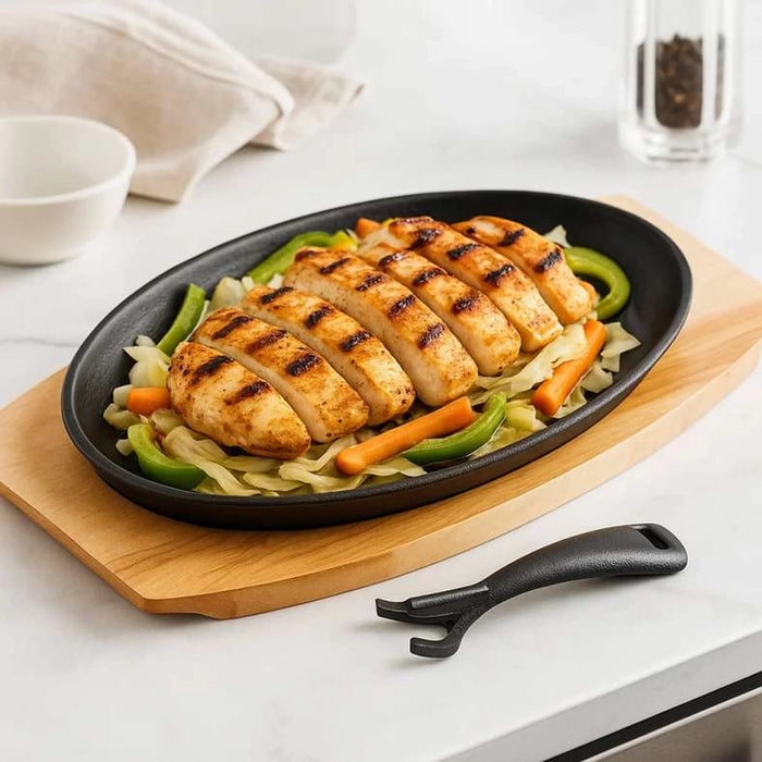 Ferric Cast Iron Sizzler W/Tray Black 32Cm