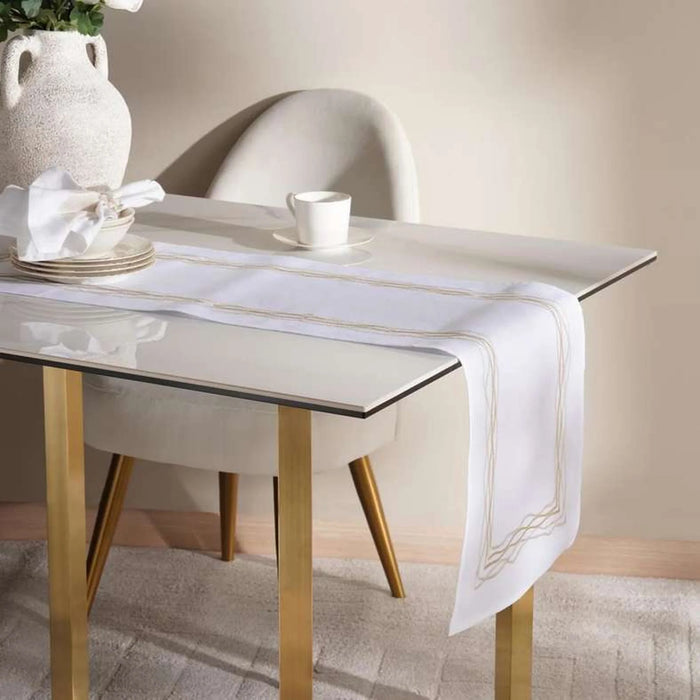 Festivity Embroidered Table Runner 33X120Cm-Champagne Gold