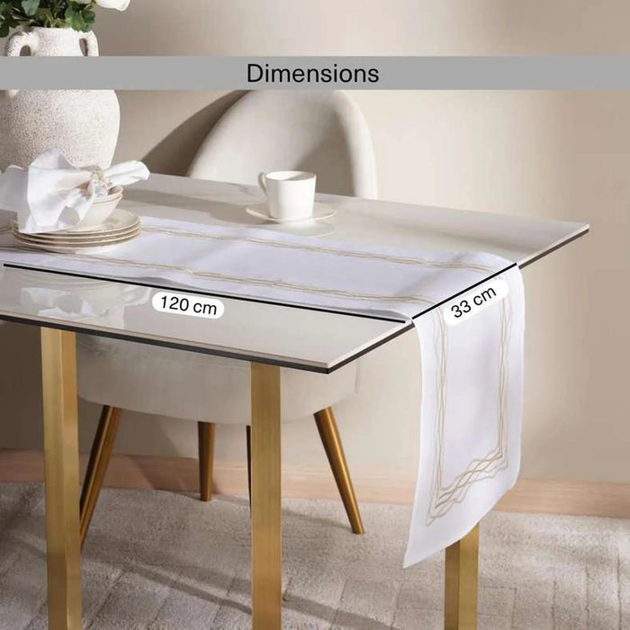 Festivity Embroidered Table Runner 33X120Cm-Champagne Gold