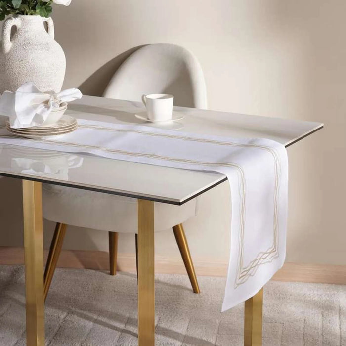 Festivity Embroidered Table Runner 33X180Cm-Champagne Gold