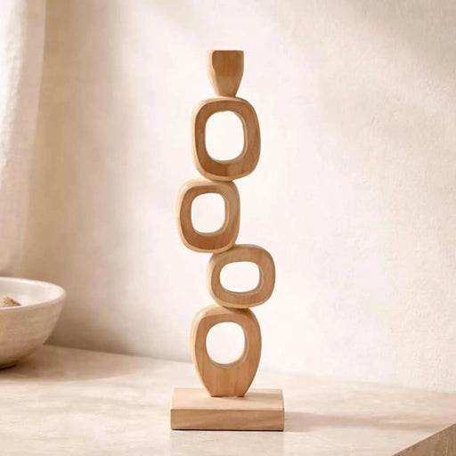 Fia Teakwood Abstract Decor Accent 10X10X36Cm - Natural Pan Home