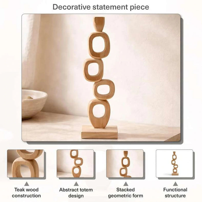 Fia Teakwood Abstract Decor Accent 10X10X36Cm - Natural Pan Home