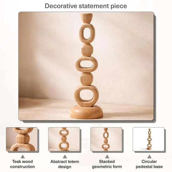 Fia Teakwood Abstract Decor Accent 10X10X37Cm - Natural Pan Home