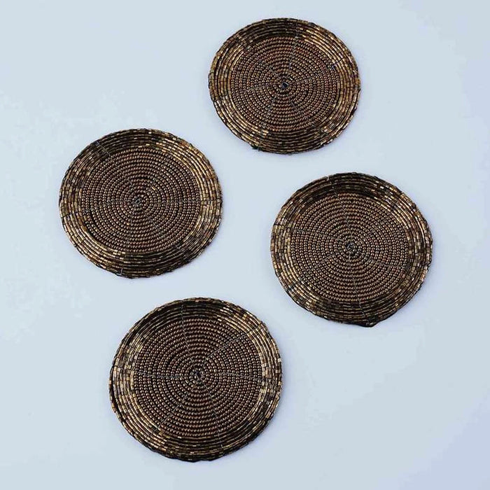 Fiesta Beaded S/4 Coaster Gold Pan Home