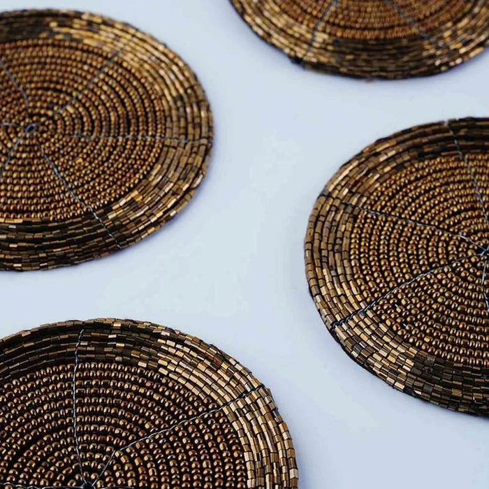 Fiesta Beaded S/4 Coaster Gold Pan Home