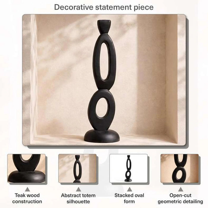 Fio Teakwood Abstract Decor Accent 10X10X37Cm - Black Pan Home