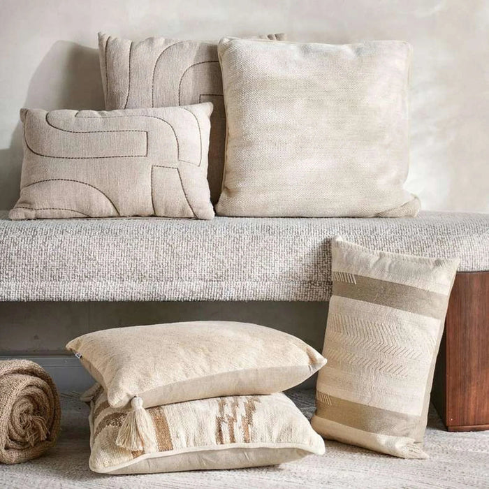 Fiora Embroidered Down Alt Filled Cushion 35X50Cm - Natural Pan Home
