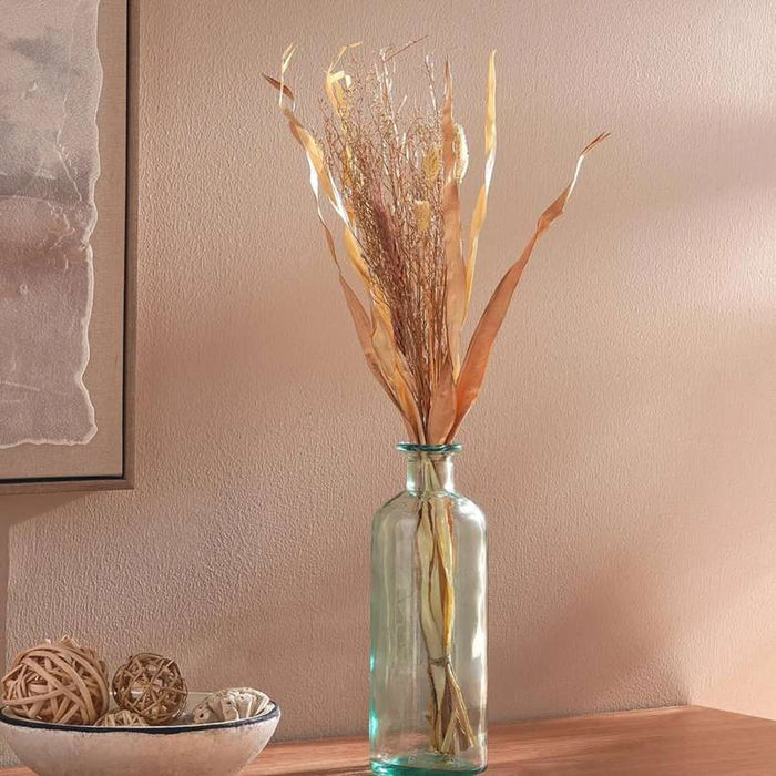 Fire Leaves Wheat Grass Floral Arrangement 60X8.5X4.5Cm -Brown