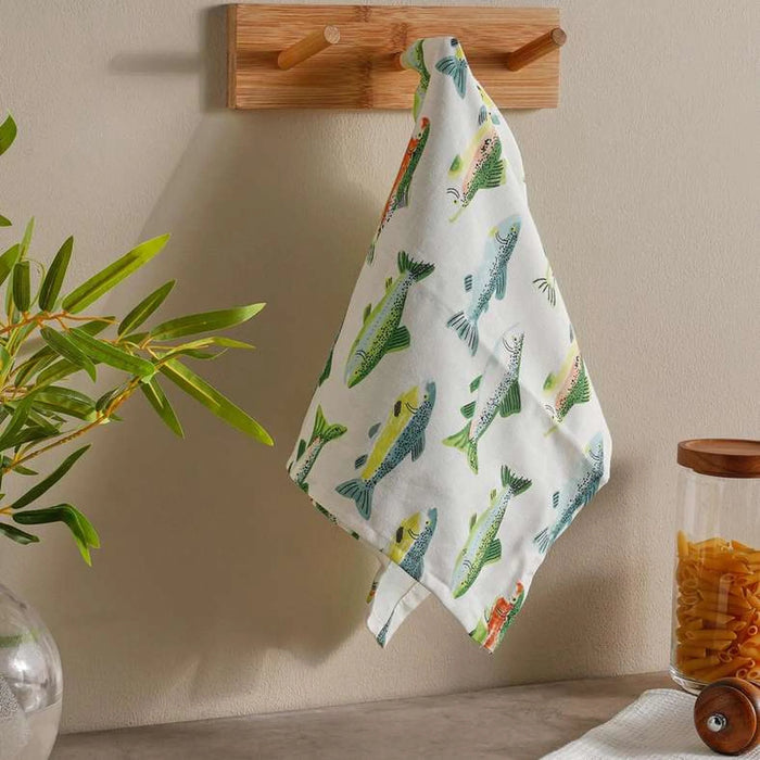 Fishprint 2Piece Cotton Kitchen Towel Set 50X70Cm - Green