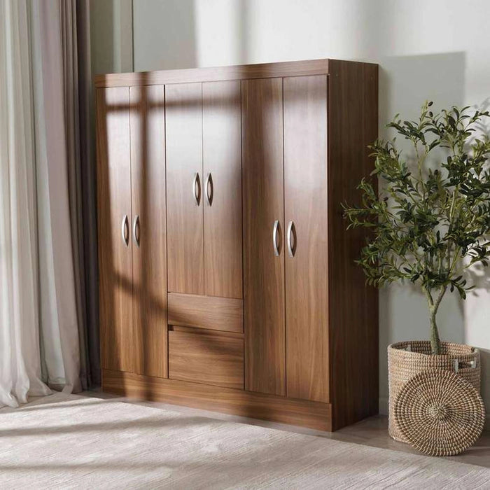 Flash 6 Door Wardrobe - Light Brown Pan Home