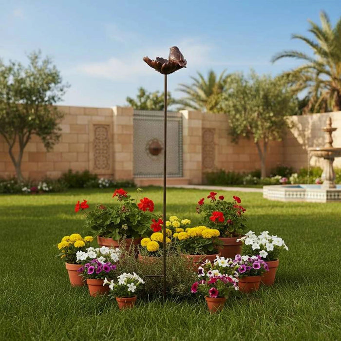 Flax Resin Bird Garden Stake 19.7X14.5X9.5Cm - Brown Pan Home