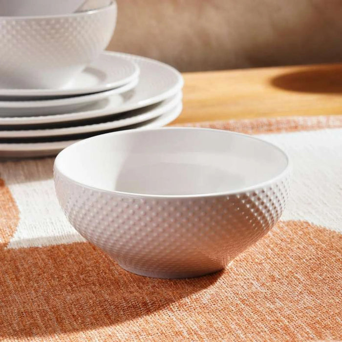 Flecked 12-Piece Porcelain Dinner Set -White