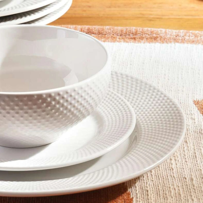 Flecked 12-Piece Porcelain Dinner Set -White