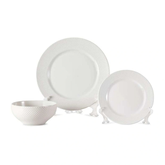 Flecked 12-Piece Porcelain Dinner Set -White