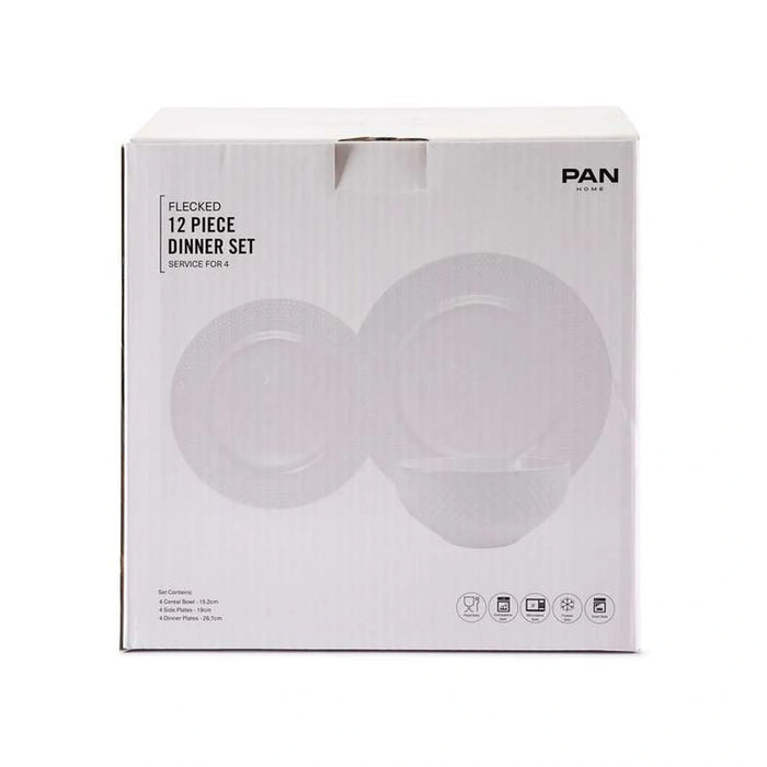 Flecked 12-Piece Porcelain Dinner Set -White