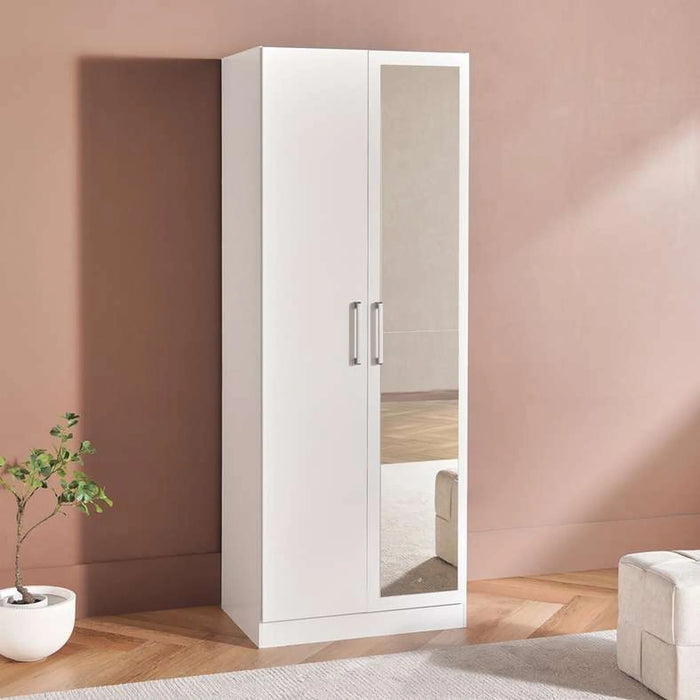 Flexo 2 Door Wardrobe With Mirror - White