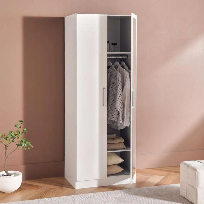 Flexo 2 Door Wardrobe With Mirror - White