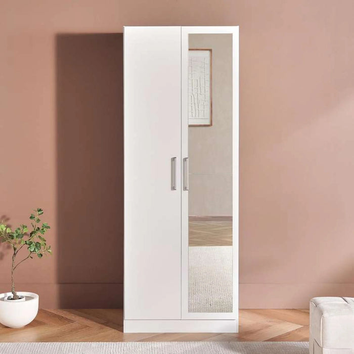 Flexo 2 Door Wardrobe With Mirror - White