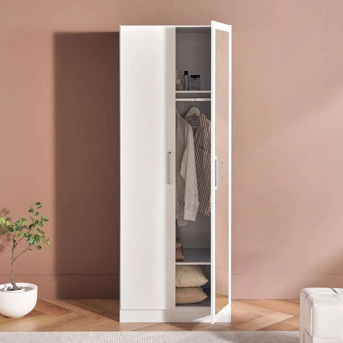 Flexo 2 Door Wardrobe With Mirror - White