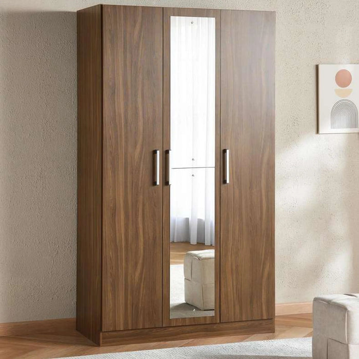 Flexo 3 Door Wardrobe With Mirror - Almond