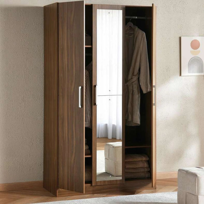 Flexo 3 Door Wardrobe With Mirror - Almond