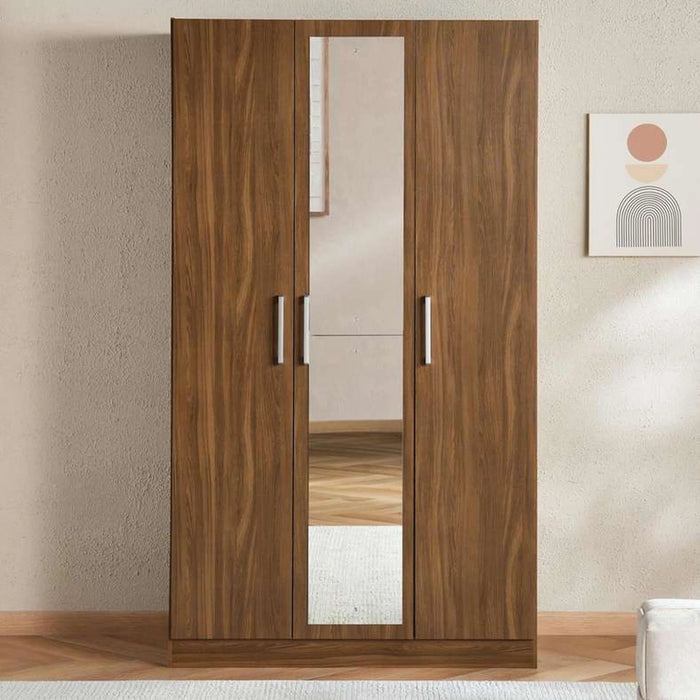 Flexo 3 Door Wardrobe With Mirror - Almond