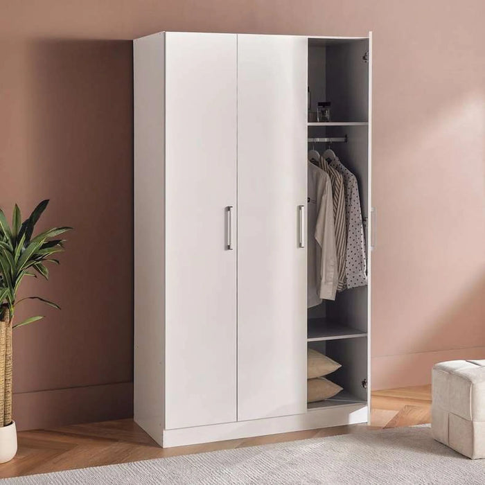 Flexo 3 Door Wardrobe With Mirror - White