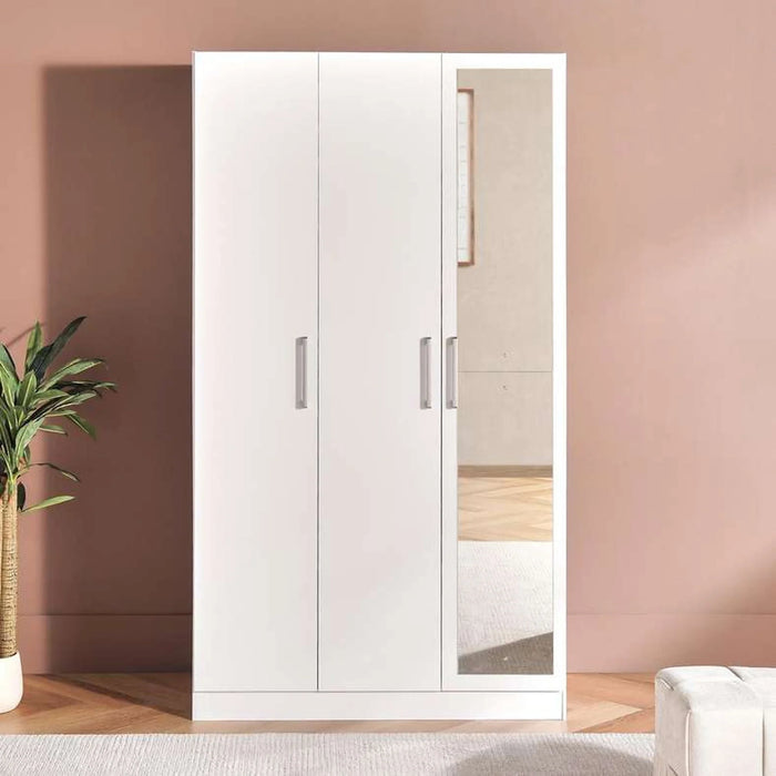 Flexo 3 Door Wardrobe With Mirror - White
