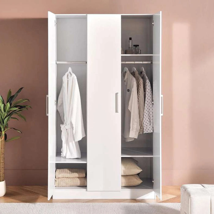 Flexo 3 Door Wardrobe With Mirror - White