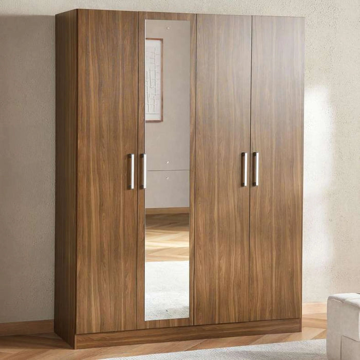 Flexo 4 Door Wardrobe With Mirror -  Almond