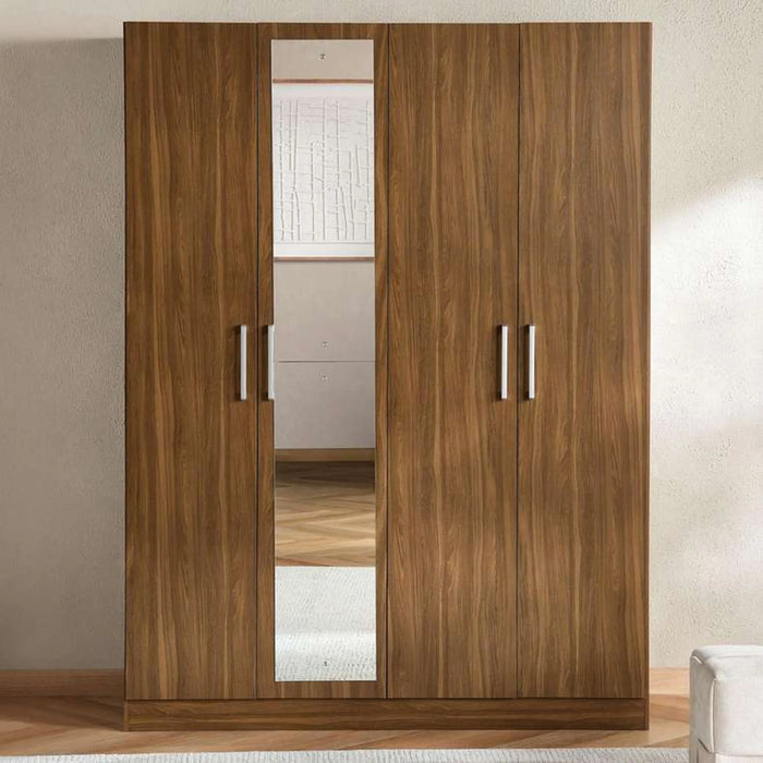 Flexo 4 Door Wardrobe With Mirror -  Almond